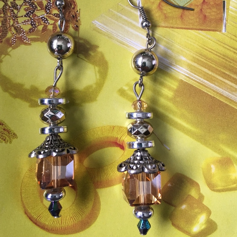Citrine gemstone dangle earrings